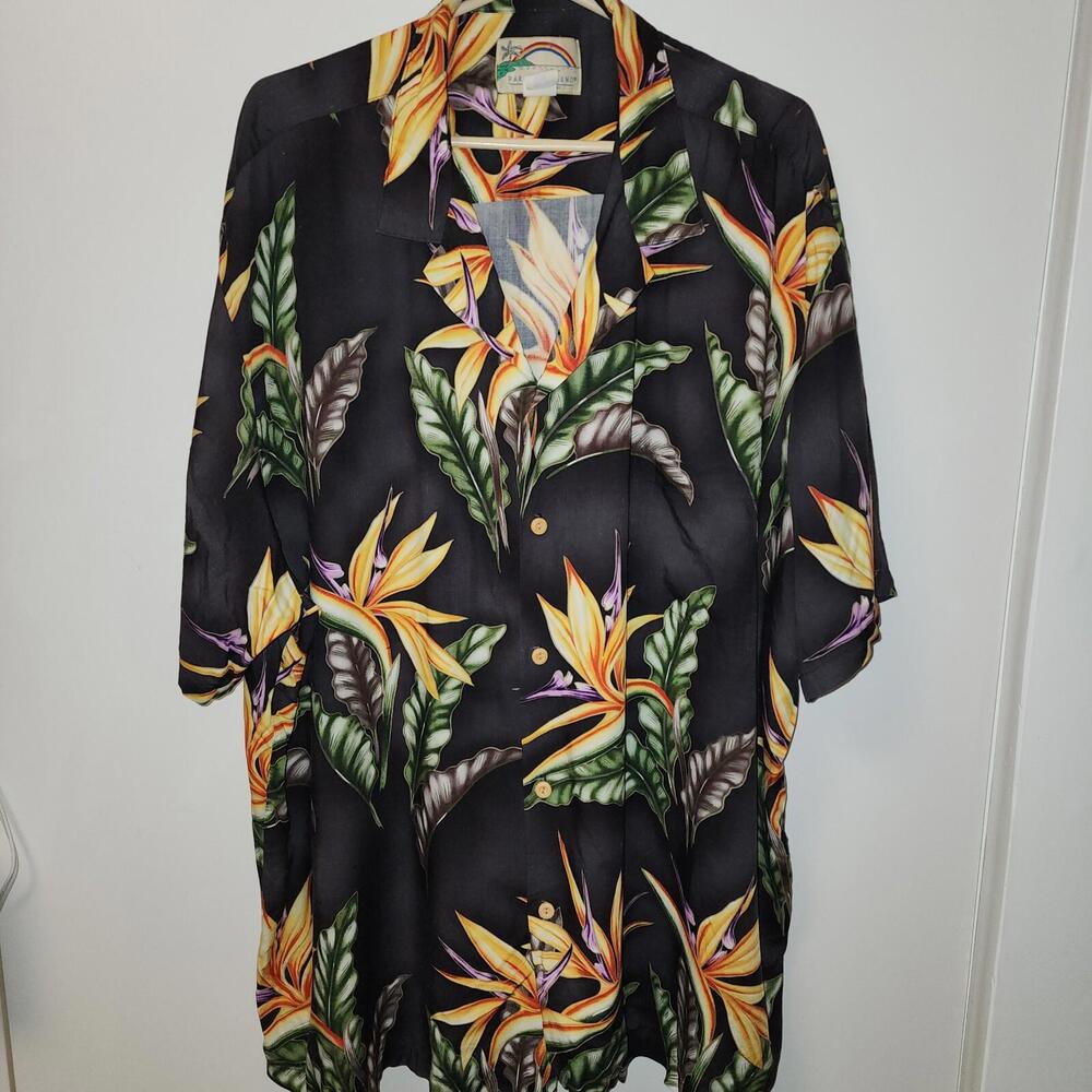 Vintage Paradise Found Men's Hawaiian Shirt - Floral  Sz 3xl Button Down Beach
